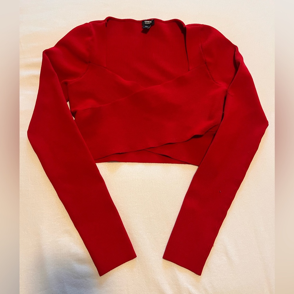 Express Scarlet Ribbed Knit Top